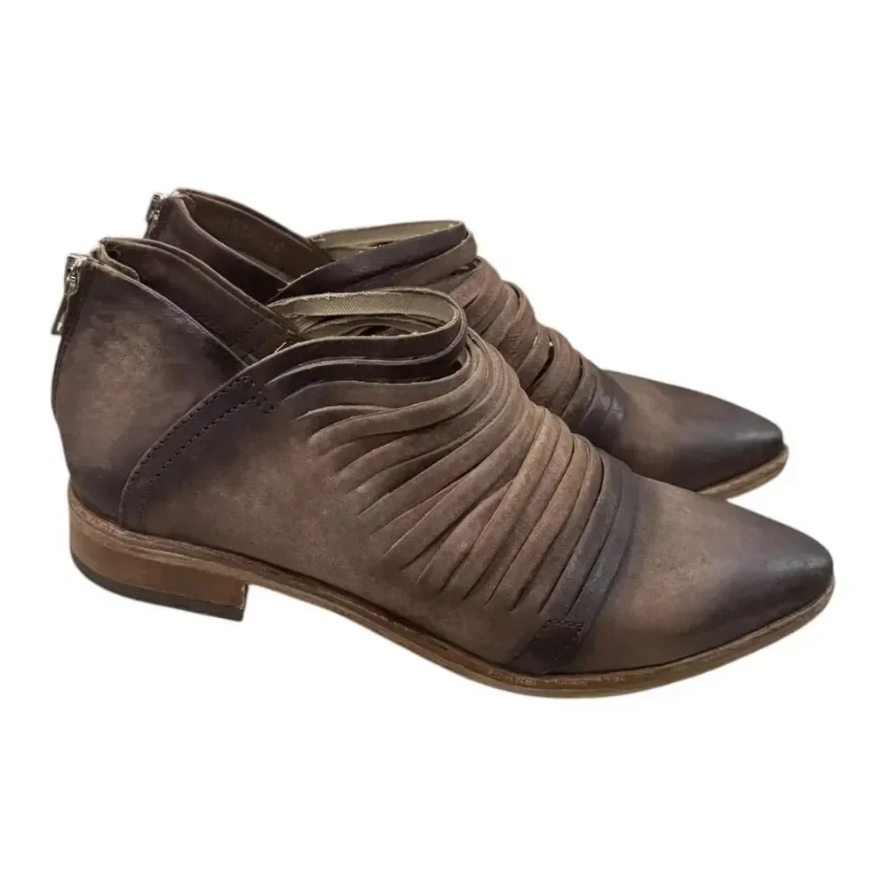 Free People Lost Valley Leather Distressed Ankle Boot Booties 40 9.5